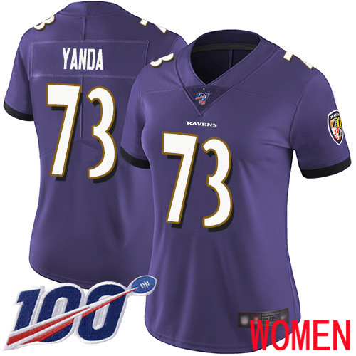 Baltimore Ravens Limited Purple Women Marshal Yanda Home Jersey NFL Football #73 100th Season Vapor Untouchable
